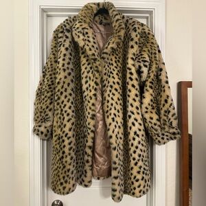Leopard Print Faux Fur Coat
